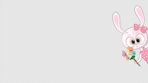 Rabbit with flowers on a transparent background. Stock Footage 148725885