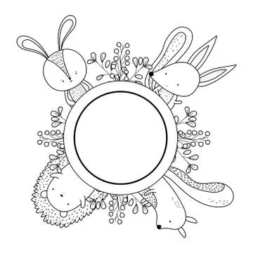 Rabbit fox hedgehog and squirrel design Stock Illustration
