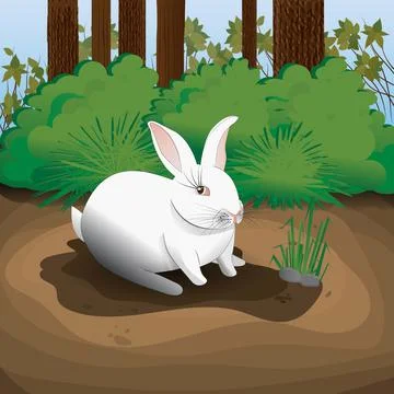 Rabbit in the Garden, Forest vector illustration Illustrazione stock
