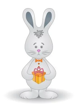 Rabbit with a gift Stock Illustration