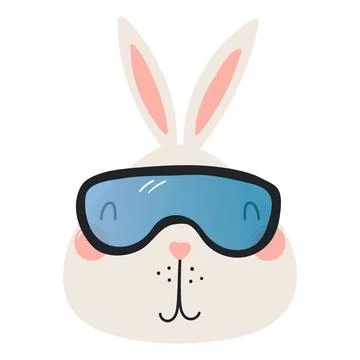 Rabbit in goggles isolated Stock Illustration