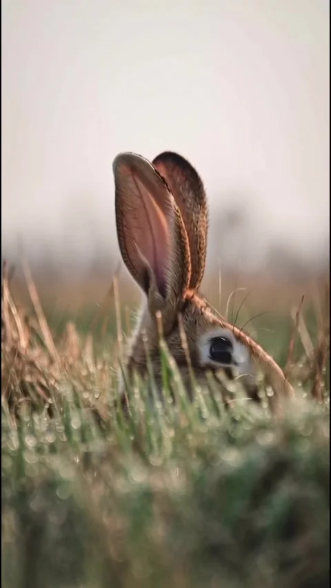 A rabbit in a green grass field Stock Footage 318943529
