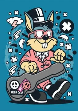 Rabbit Guitar Stock Illustration