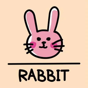 Rabbit hand-drawn style,Vector illustration. Stock Illustration