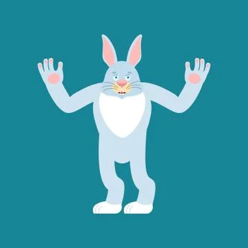 Rabbit happy. Hare merry emotions. Animal Joyful. Easter Vector illustration Illustrazione stock