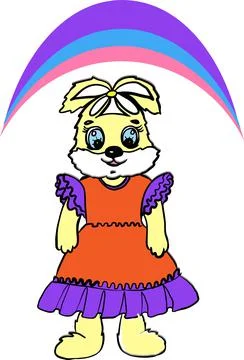 Rabbit, hare, rabbit, rabbit, rabbit, in a dress, skirt, T-shirt, sundress. This Stock Illustration