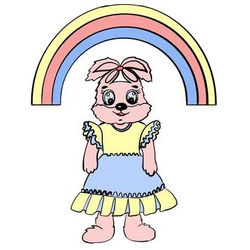 Rabbit, hare, rabbit, rabbit, rabbit, in a dress, skirt, T-shirt, sundress. This Stock Illustration