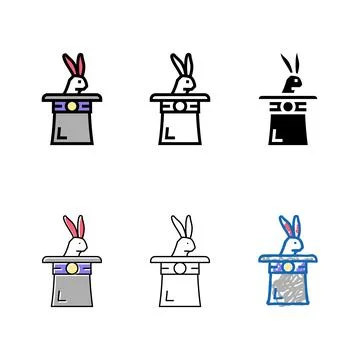 Rabbit in hat color range icon vector Stock Illustration