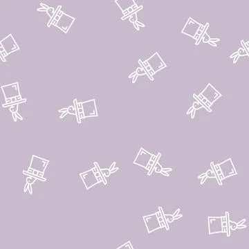 Rabbit in hat line seamless pattern Stock Illustration