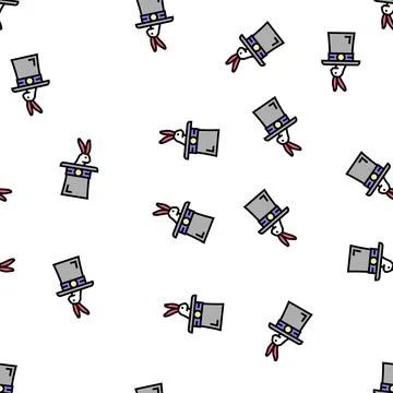 Rabbit in hat vector seamless pattern Stock Illustration