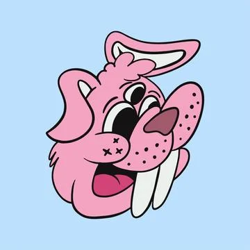 Rabbit head with 3 eyes unique design for clothing and merch print Stock Illustration