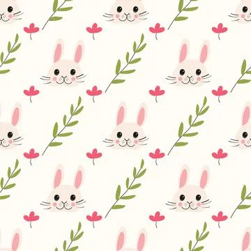 Rabbit head and branch pattern Stock Illustration
