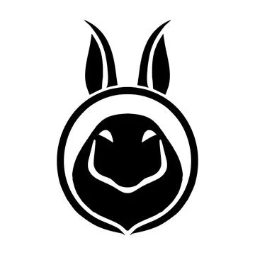Rabbit head cartoon icon vector illustration graphic design in black and whit Stock-Illustration