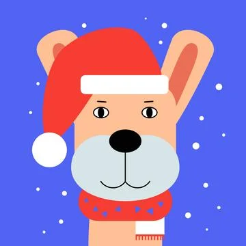 Rabbit head in Christmas hat Stock Illustration