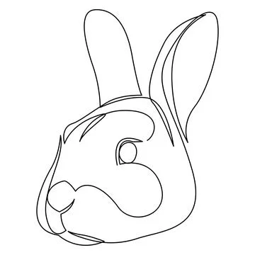 Rabbit head continuous one line drawing. Single line bunny animal design. Stock Illustration