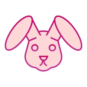 Rabbit head flat icon. Easter bunny, cute animal face simple silhouette. Animals Stock Illustration