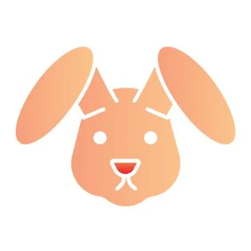 Rabbit head flat icon. Easter bunny, cute animal face simple silhouette. Animals Stock Illustration