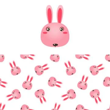 Rabbit Head Icon And Pattern Stock Illustration