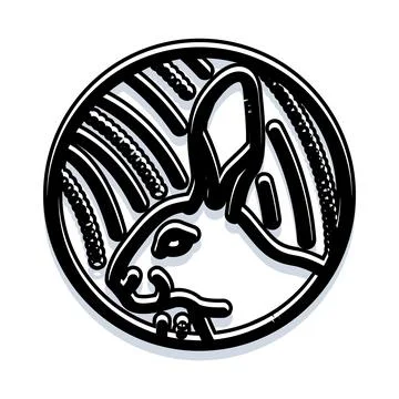 Rabbit head line art icon design black white Stock Illustration