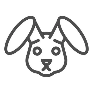 Rabbit head line icon. Easter bunny, cute animal face simple silhouette. Animals Stock Illustration