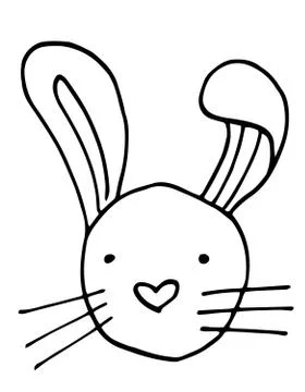 Rabbit head outline art , easter animal, coloring page Stock Illustration