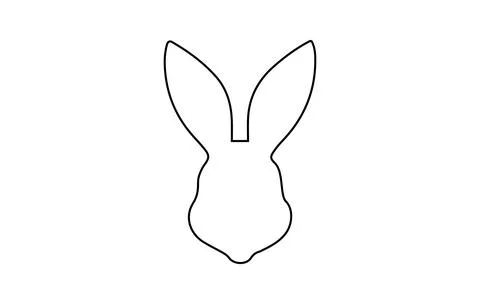 Rabbit head outline. Easter Bunny. Isolated on white background. A simple b.. Stock Illustration