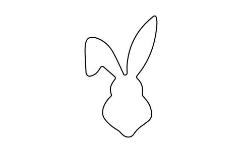 Rabbit head outline. Easter Bunny. Isolated on a white background. A simple b Stock Illustration