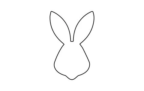 Rabbit head outline. Easter Bunny. Isolated on white background. Simple black Stock Illustration