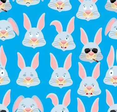Rabbit head pattern. Hare background. Ornament face animal. Easter Vector ill 스톡 일러스트