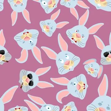 Rabbit head pattern. Hare background. Ornament face animal. Easter Vector ill Illustrazione stock