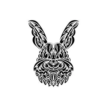 Rabbit head in Polynesian style. Isolated symbol of 2023. Vector. Stock Illustration