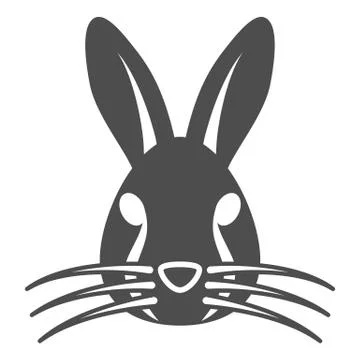 Rabbit head solid icon, animals concept, hare head sign on white background 스톡 일러스트