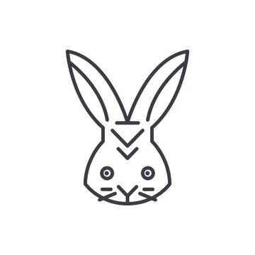 Rabbit head vector line icon, sign, illustration on background, editable strokes Stock Illustration