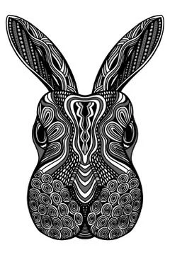 Rabbit head zentangle Stock Illustration
