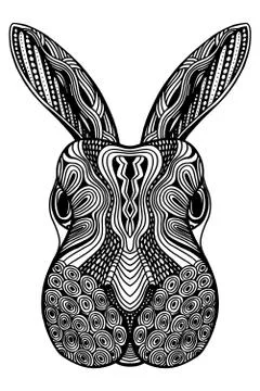 Rabbit head zentangle Stock Illustration