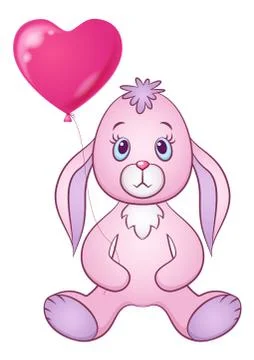 Rabbit with Heart Balloon Stock-Illustration