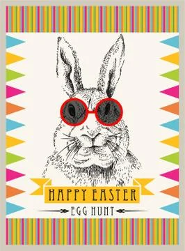 Rabbit hipster easter Stock Illustration