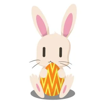 Rabbit holding easter egg Stock Illustration