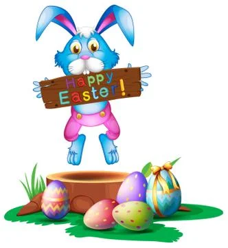 A rabbit holding an easter greeting Stock Illustration