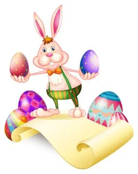 A rabbit holding two Easter eggs Illustrazione stock