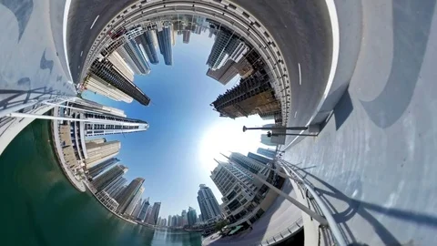 Rabbit Hole Planet, Futuristic view of the center of Dubai 2 Stock Footage 73589886