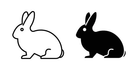 Rabbit icon collection in black, Line icons, flat symbols Stock Illustration