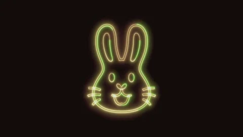 Rabbit Icon Neon Seamless Loop 4K (Black... | Stock Video | Pond5