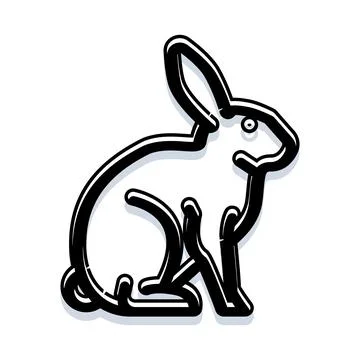 Rabbit icon outline sitting on white background design Stock Illustration