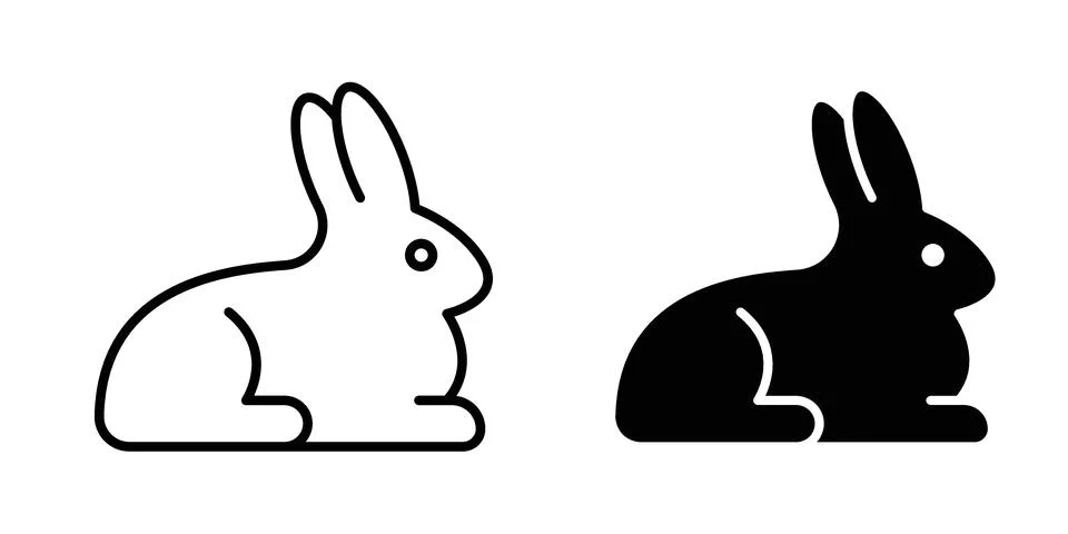 Rabbit icon vector concepts, line and silhouette style Stock Illustration