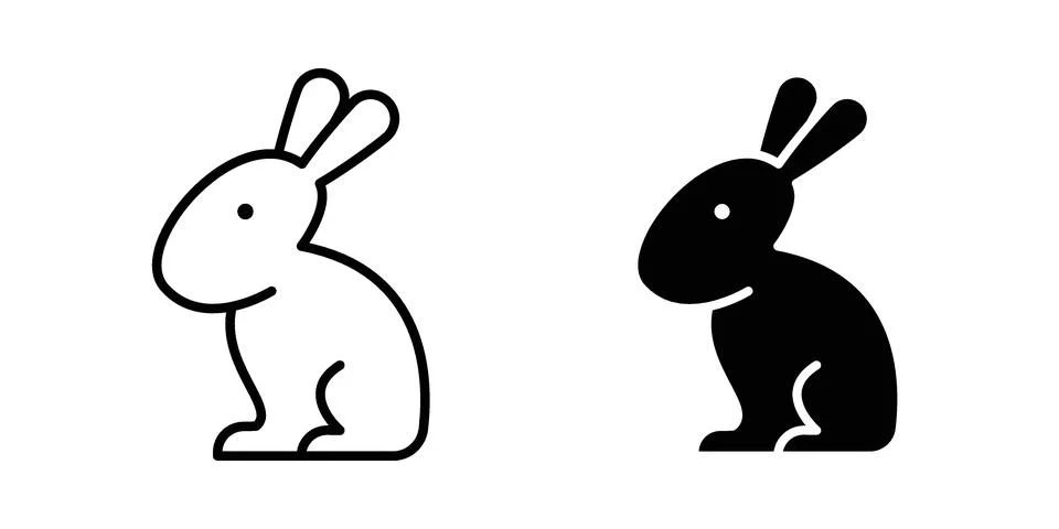 Rabbit icon vectors. Illustrations in black Stock Illustration