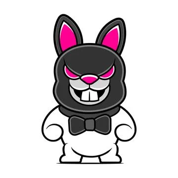 Rabbit illustration on white background. Negative space design. Vector icon t Stock Illustration