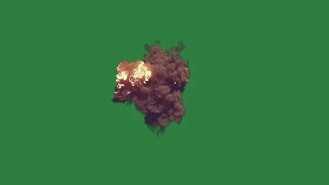 Rabbit on an image of pers fire in the middle coming out large explosion blac... Stock Footage 335979577