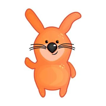 Rabbit isolated on white background. Little orange color bunny standing. Stock Illustration