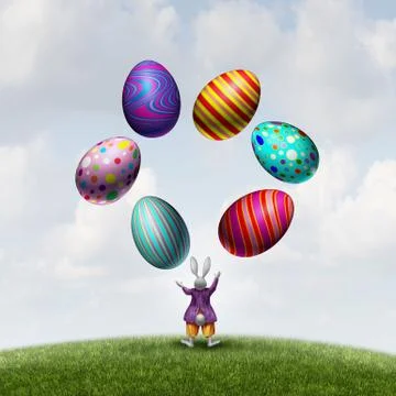 Rabbit Juggling Easter Eggs Stock Illustration